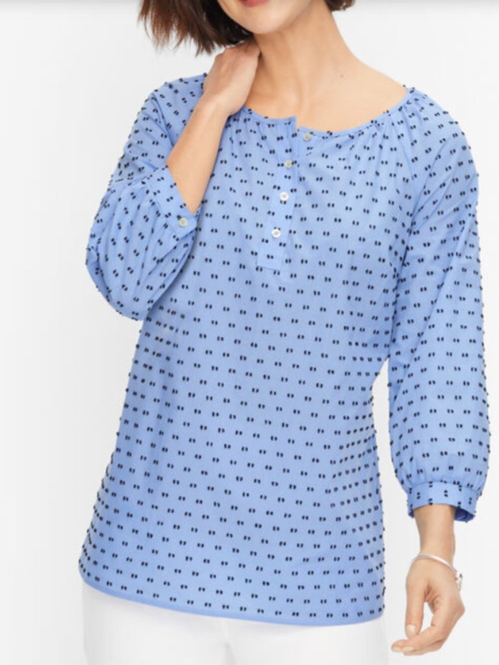 Talbots | NWT Women's Swiss Dot Scoop Neck Blouse-Size Medium